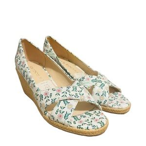 NEW Jack Rogers Women’s White Daisy 2.5 inch Wedge Espadrille Sandals, size 8